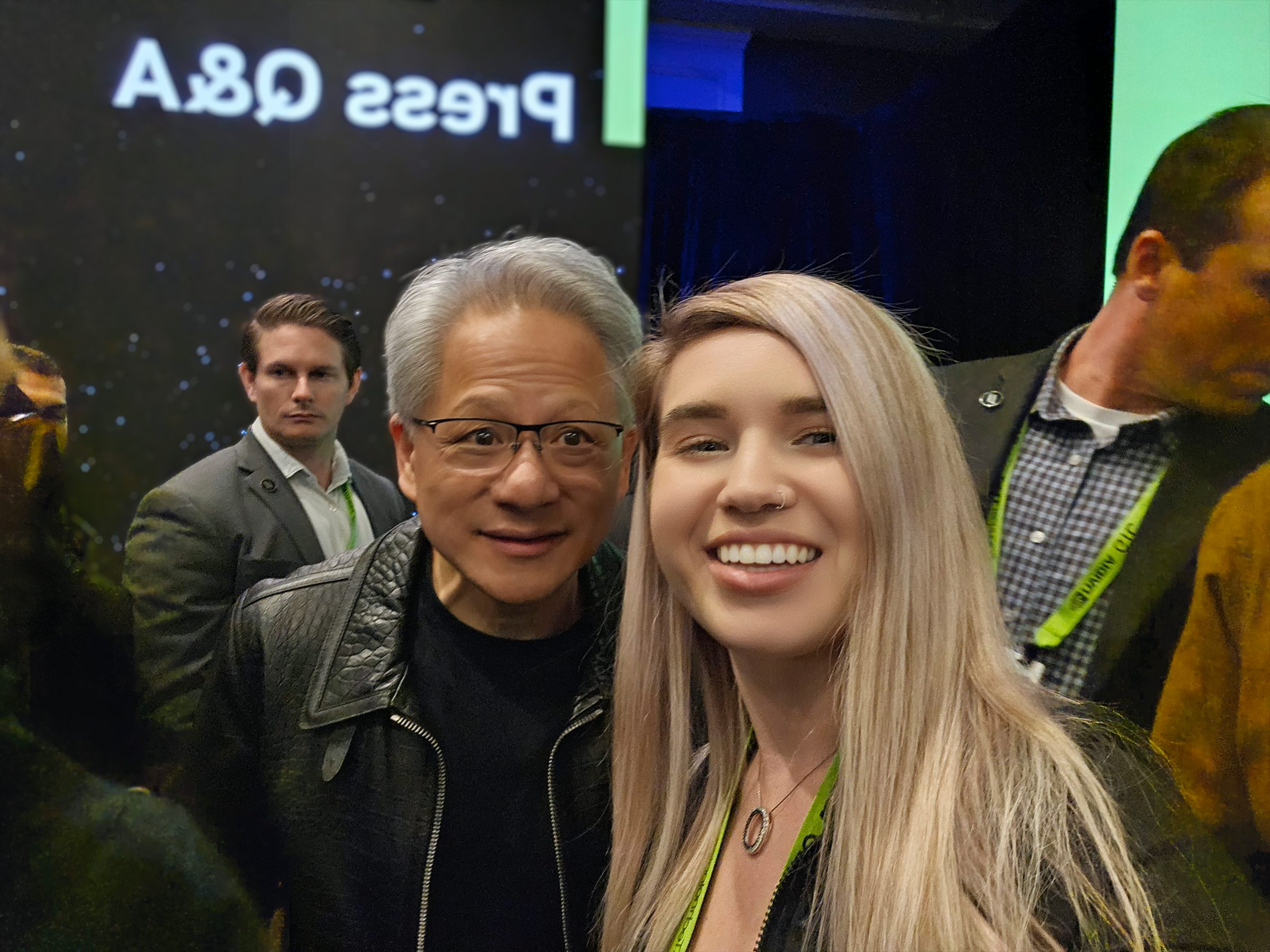 Mariya Sha with Jensen Huang at NVIDIA GTC